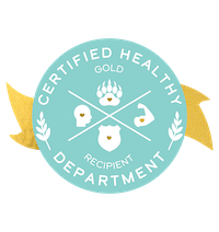 数字徽章说认证健康部门黄金收件人与丝带和符号