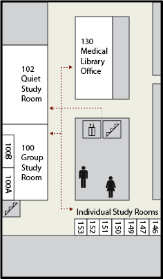 地板上地图的位置医学图书馆办公室,书房。达到医学图书馆办公室,楼梯或电梯左转,然后向右拐沿着走廊。医学图书馆办公室将成为第一个门在右边。